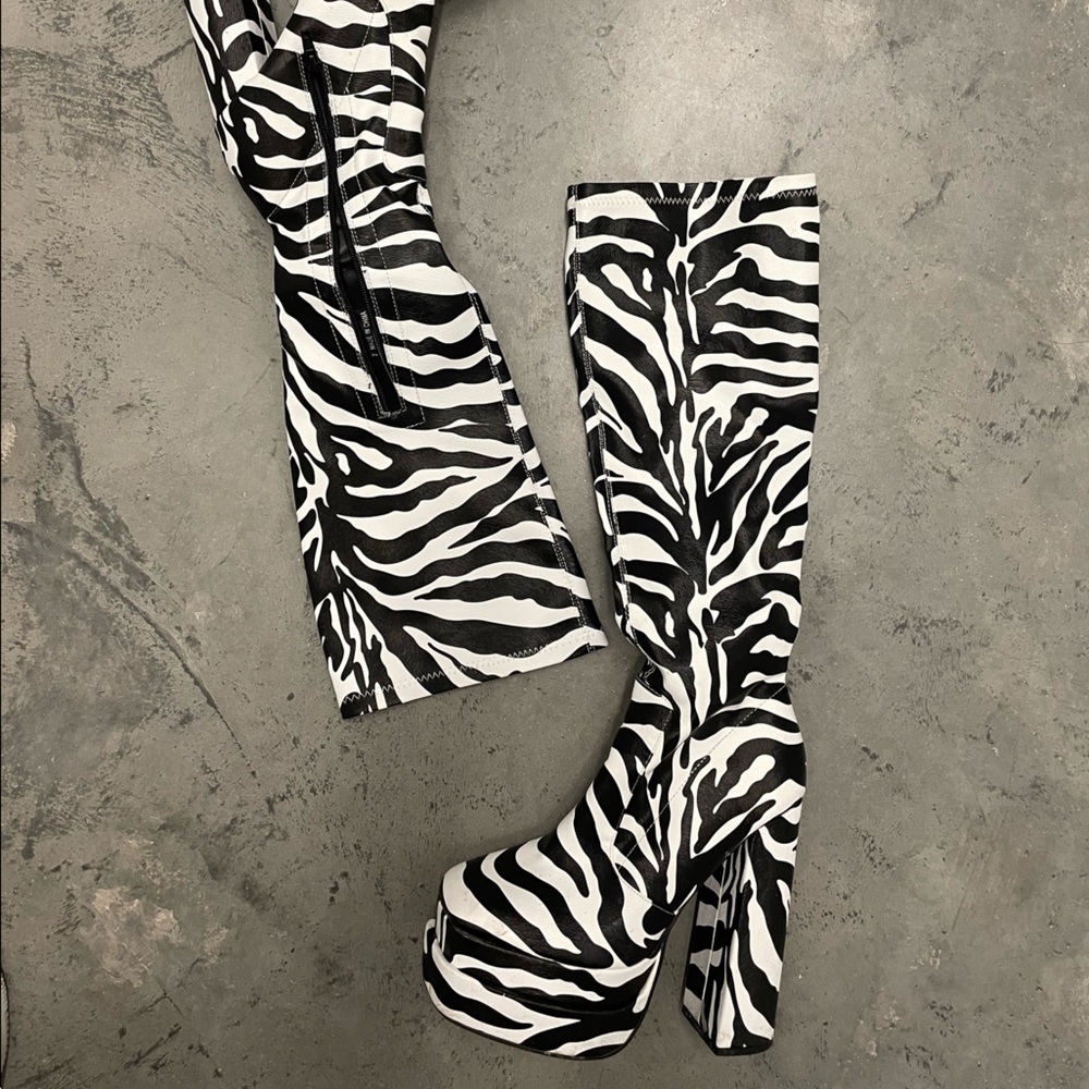 Once twice nasty gal zebra boots